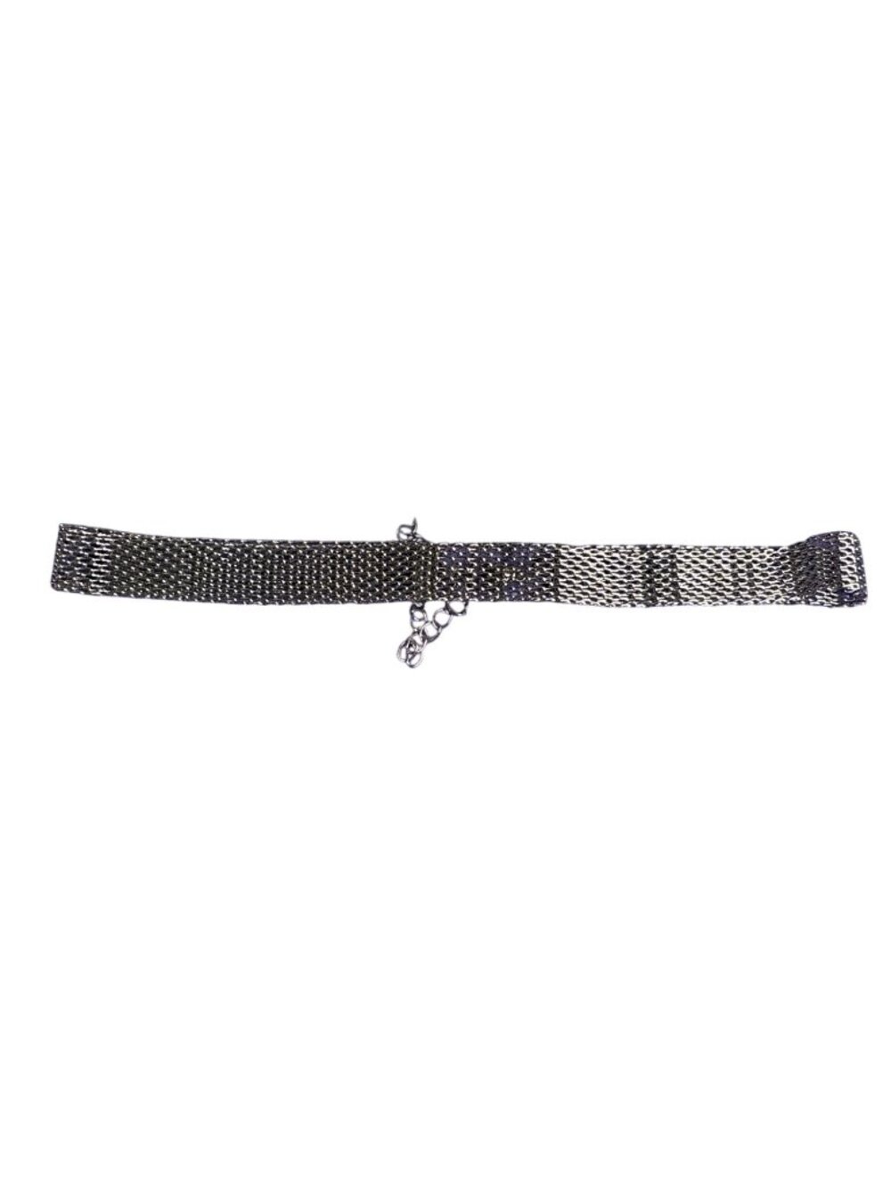 Vintage 90s Silvertone Mesh Choker Collar Necklace 13 - 15.5 inches Long